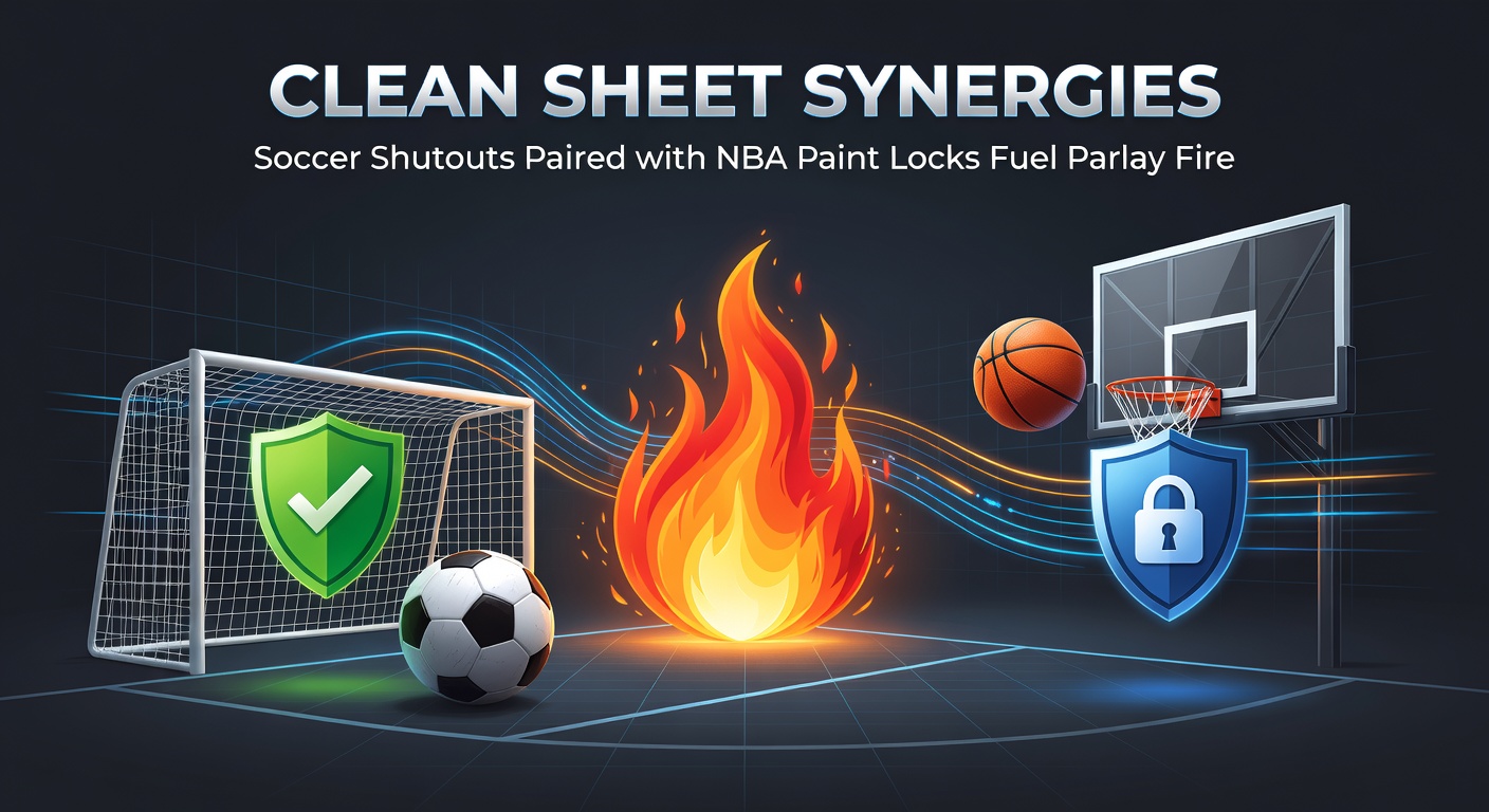 Data visualization of soccer clean sheet percentages overlaid with NBA paint points allowed, highlighting parlay success correlations