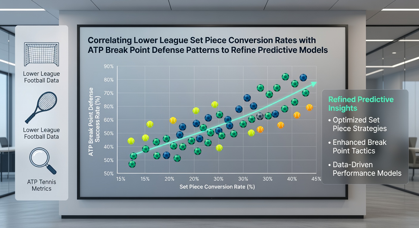 Charts displaying correlations between football set piece efficiency and tennis break point defense used to shape accumulator selections