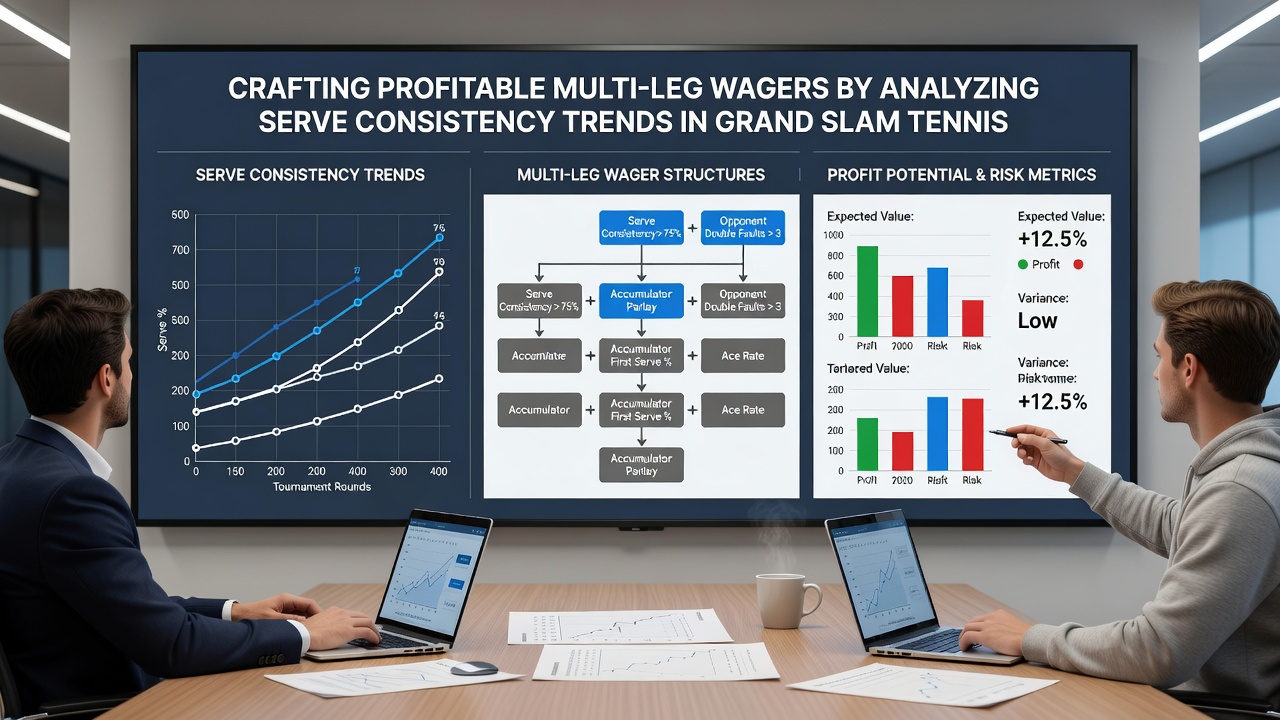 Statistical dashboard displaying serve percentage trends and hold rates for multiple Grand Slam players