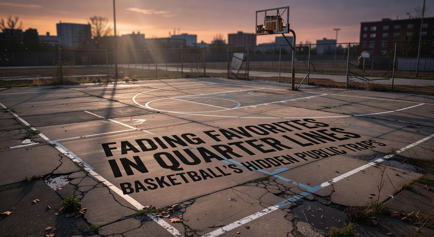 Close-up of a basketball scoreboard displaying quarter lines, with odds shifting against the favorite amid crowd cheers