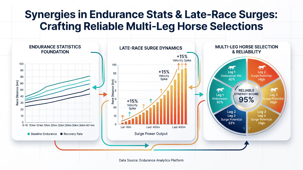 Close-up of thoroughbreds executing late-race surge during a competitive accumulator leg